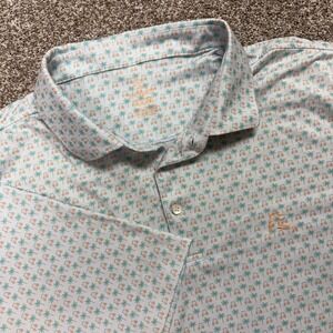 Rhoback Performance Golf Polo AOP Men's 3XL Palm Tree Carts Stretch White Orange